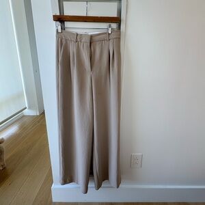 Aritzia Tan Wide Leg Pants with High-Waisted Design